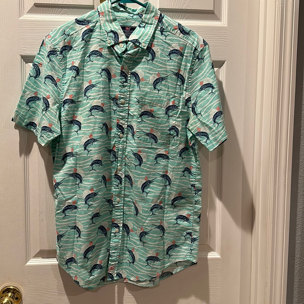 Vineyard Vines Murray Short Sleeve Shirt Sailfish Hawaiian Style Medium